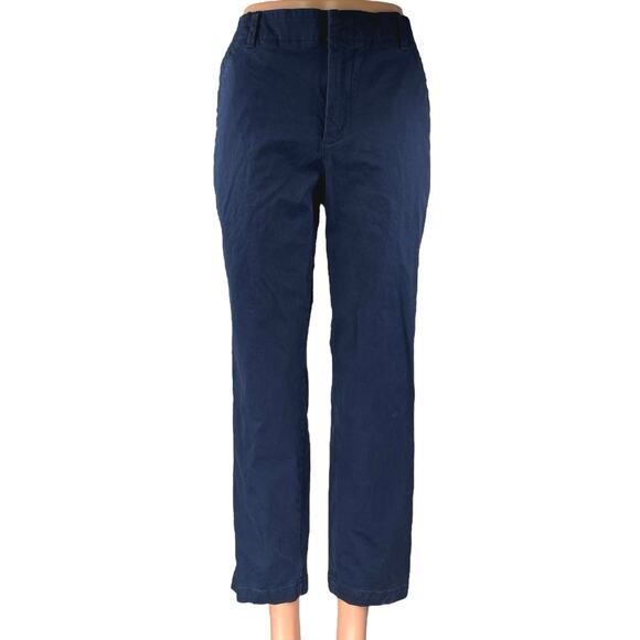 Banana Republic Slim Fit Authentic Chino Navy Blue Straight Trouser Pants Size 6 - Picture 1 of 5